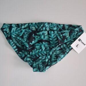 Fused Green Leaf Print Bikini Bottom